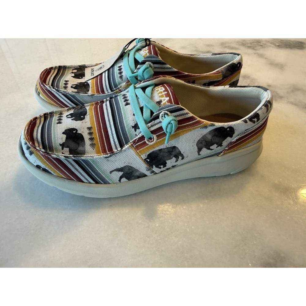 Ariat Hilo Shoes Womens 7 Buffalo Print Multicolor Western Serape Canvas Loafers